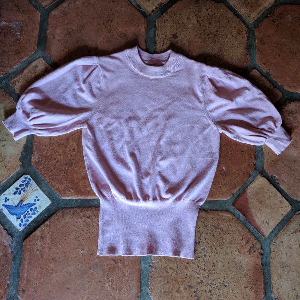 Pink Sweater Top - balloon sleeves
